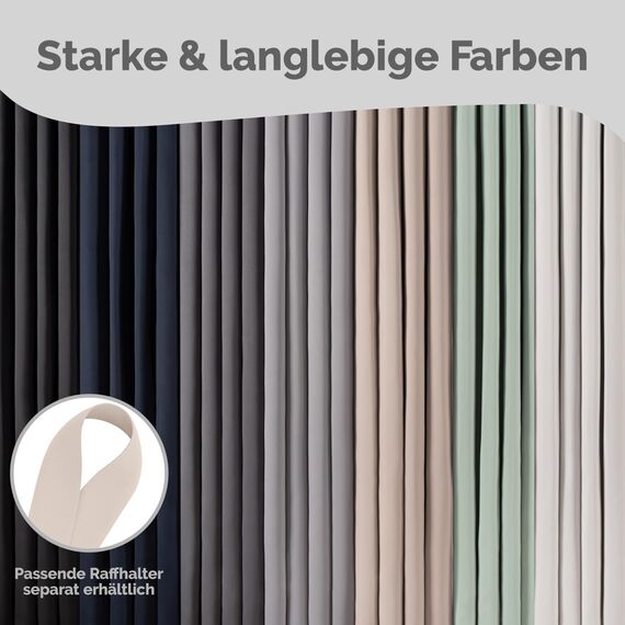 Blumtal Verdunklungsvorhänge 2er Set - Thermovorhang Hitzeschutz - Vorhang Blickdicht mit Ösen - Gardinenschals mit Schlaufen - Gardinen 295x140 cm-Gardienenschalset 2er - Gardinen Ösen - Taupe