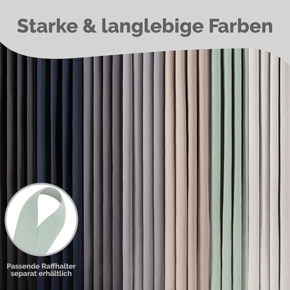 Blumtal Verdunklungsvorhänge 2er Set - Thermovorhang Hitzeschutz - Vorhang Blickdicht mit Ösen - Gardinenschals mit Schlaufen - Lärmschutzvorhang - Gardinen 225x140 cm - Wohnzimmer Gardinen - Grün