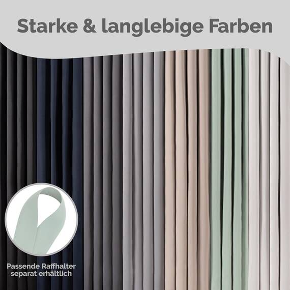 Blumtal Verdunklungsvorhänge 2er Set - Thermovorhang Hitzeschutz - Vorhang Blickdicht mit Ösen - Gardinenschals mit Schlaufen - Lärmschutzvorhang - Gardinen 265x140 cm - Vorhang Ösen - Grün