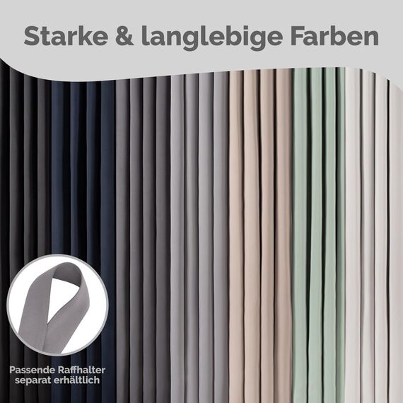 Blumtal Verdunklungsvorhänge 2er Set - Thermovorhang Hitzeschutz - Vorhang Blickdicht mit Ösen - Gardinenschals mit Schlaufen - Lärmschutzvorhang-Gardinen 160x132cm - Thermo Vorhang- Gardine Grau