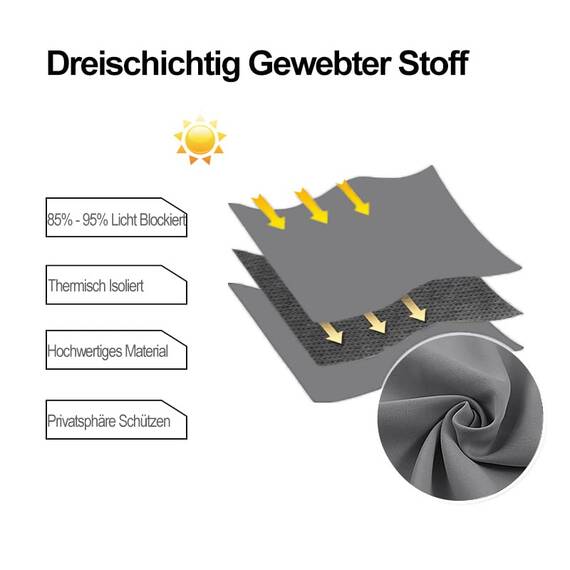DWCN Verdunklungsvorhänge Kurz Vorhänge Blickdicht mit Raffhalter 2 Stücke Thermovorhang Kälteschutz Gardinen mit Ösen Wohnzimmer Schlafzimmer Ösenschal Vorhang Wärmeisolierend, Grau, 137x117cm(HxB)