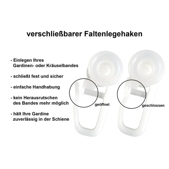 Gardinenrollen/Universelle Gardinenröllchen/Gardinengleiter/Gardinenhaken - U-Laufrollen für U-Schienen für U-Gardinenschienen (100)