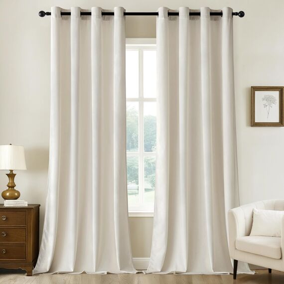Woaboy Samtvorhänge Verdunkelungsvorhang Gardinen Samt mit Ösen Blickdicht für Wohnzimmer Blackout Curtains Thermovorhang Schalldämmend Schlafzimmer 2er Set 140x225cm (B x H) Weiß