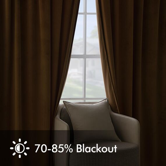 Woaboy Samtvorhänge Verdunkelungsvorhang Gardinen Samt mit Ösen Blickdicht für Wohnzimmer Blackout Curtains Thermovorhang Schalldämmend Schlafzimmer 2er Set 117x228cm (B x H) Braun