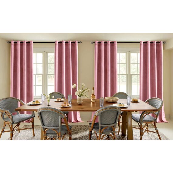 Woaboy Samtvorhänge Verdunkelungsvorhang Gardinen Samt mit Ösen Blickdicht für Wohnzimmer Blackout Curtains Thermovorhang Schalldämmend Schlafzimmer 2er Set 140x245cm (B x H) Pfirsichrosa