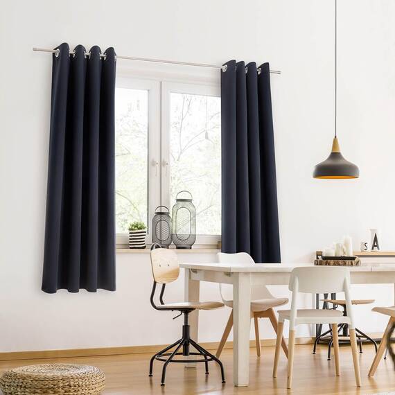 Blumtal 2er-Set Gardinen Verdunklungsvorhänge Blickdicht - Elegante Wärmeisolierende Vorhänge mit Ösen, Thermovorhang für alle Fenster und Jahreszeiten, 295 x 140 cm, Dark Ocean Blue - Blau
