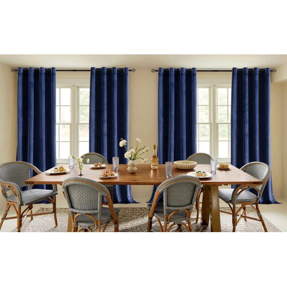 Woaboy Samtvorhänge Verdunkelungsvorhang Gardinen Samt mit Ösen Blickdicht für Wohnzimmer Blackout Curtains Thermovorhang Schalldämmend Schlafzimmer 2er Set 140x245cm (B x H) Dunkelblau