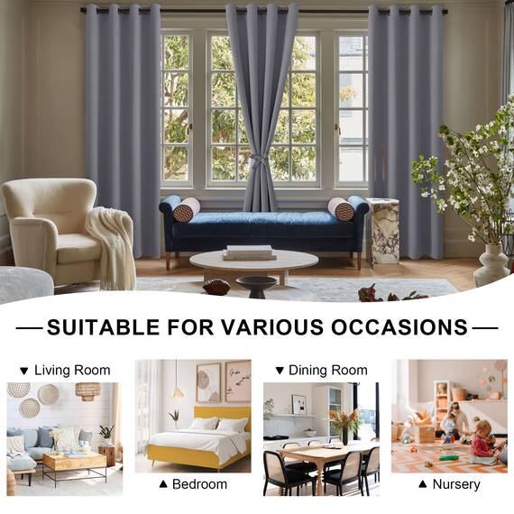 DWCN Verdunklungsvorhänge Kurz Vorhänge Blickdicht mit Raffhalter 2 Stücke Thermovorhang Kälteschutz Gardinen mit Ösen Wohnzimmer Schlafzimmer Ösenschal Vorhang Wärmeisolierend, Grau, 137x117cm(HxB)