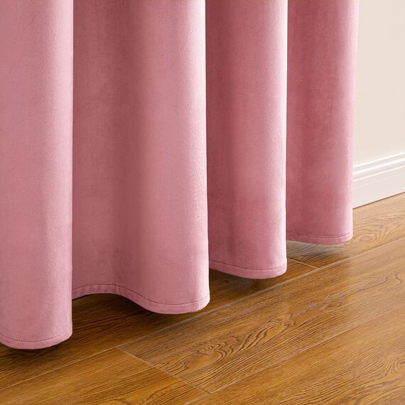 Woaboy Samtvorhänge Verdunkelungsvorhang Gardinen Samt mit Ösen Blickdicht für Wohnzimmer Blackout Curtains Thermovorhang Schalldämmend Schlafzimmer 2er Set 140x245cm (B x H) Pfirsichrosa