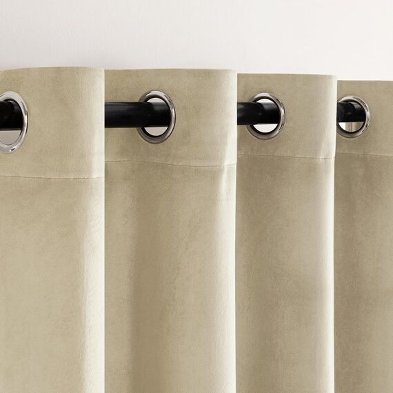 Woaboy Samtvorhänge Verdunkelungsvorhang Gardinen Samt mit Ösen Blickdicht für Wohnzimmer Blackout Curtains Thermovorhang Schalldämmend Schlafzimmer 2er Set 140x225cm (B x H) Hellbeige