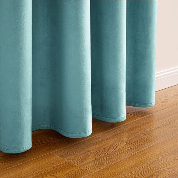 Woaboy Samtvorhänge Verdunkelungsvorhang Gardinen Samt mit Ösen Blickdicht für Wohnzimmer Blackout Curtains Thermovorhang Schalldämmend Schlafzimmer 2er Set 140x245cm (B x H) Turkis