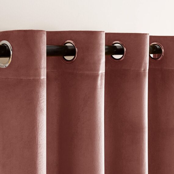 Woaboy Samtvorhänge Verdunkelungsvorhang Gardinen Samt mit Ösen Blickdicht für Wohnzimmer Blackout Curtains Thermovorhang Schalldämmend Schlafzimmer 2er Set 140x225cm (B x H) Rosa