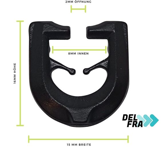 DELFRA 100 T-Gleiter - Gardinenhaken für T-Schienen Farbe: schwarz