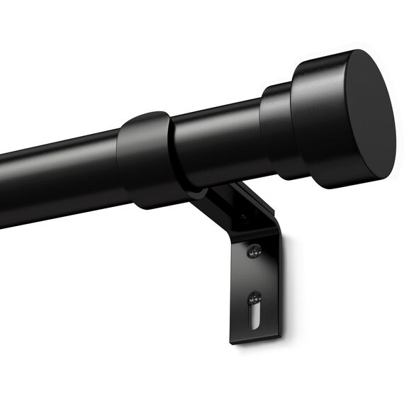 Schwarz Vorhangstange Ausziehbar Gardinenstange Curtain Rod Gardinenstangen für Fenster Outdoor (Schwarz Matt, 76 to 305 cm)