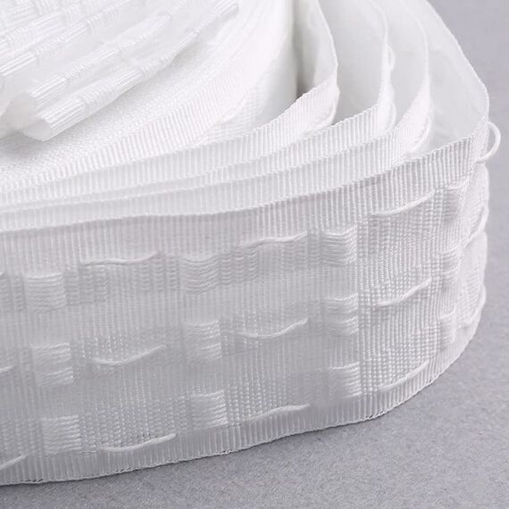 Hoonng Gardinenband Kräuselband, Vorhangband zum Aufnähen, Faltenband für Gardinen, 75 mm Breit Karte a 10M