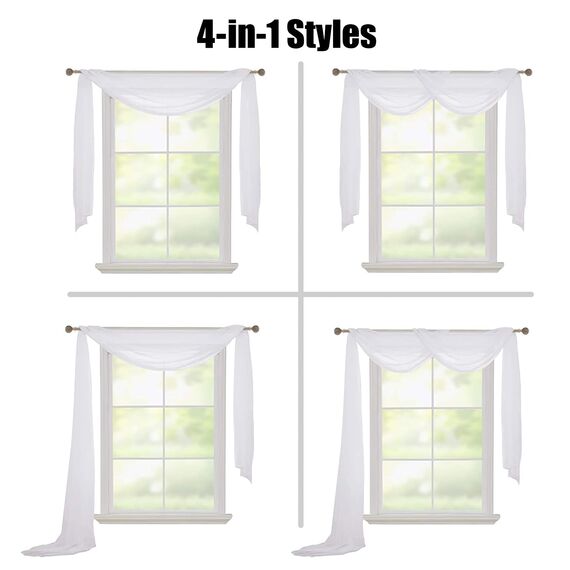 Querbehang Freihanddeko Weiß Vorhang für Hochzeit - 130 x 550cm Transparente Gardinen Schals Voile Vorhang Hochzeitsbogen Wandbehang Dekoration für Wohnzimmer Hochzeitsfeier Zeremonie Bühnendekoration