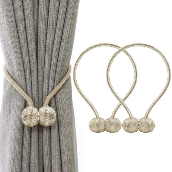 IHClink Magnetische Raffhalter zum Anklemmen von für Vorhänge, Krawatte Band Zuhause Büro Dekorative Vorhänge Weben Holdbacks Halter 2 Stück beige (EU patent 004522746-0001)
