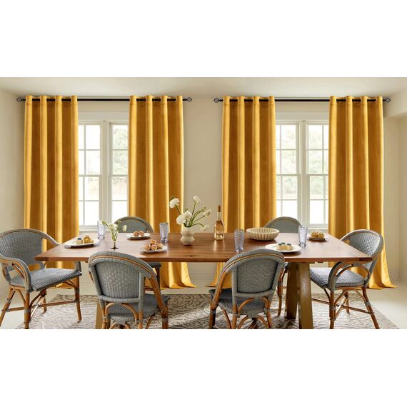 Woaboy Samtvorhänge Verdunkelungsvorhang Gardinen Samt mit Ösen Blickdicht für Wohnzimmer Blackout Curtains Thermovorhang Schalldämmend Schlafzimmer 2er Set 140x280cm (B x H) Gelb