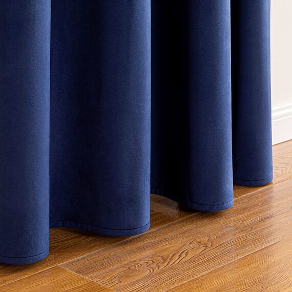 Woaboy Samtvorhänge Verdunkelungsvorhang Gardinen Samt mit Ösen Blickdicht für Wohnzimmer Blackout Curtains Thermovorhang Schalldämmend Schlafzimmer 2er Set 140x280cm (B x H) Dunkelblau