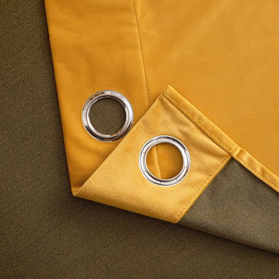 Woaboy Samtvorhänge Verdunkelungsvorhang Gardinen Samt mit Ösen Blickdicht für Wohnzimmer Blackout Curtains Thermovorhang Schalldämmend Schlafzimmer 2er Set 140x300cm (B x H) Gelb