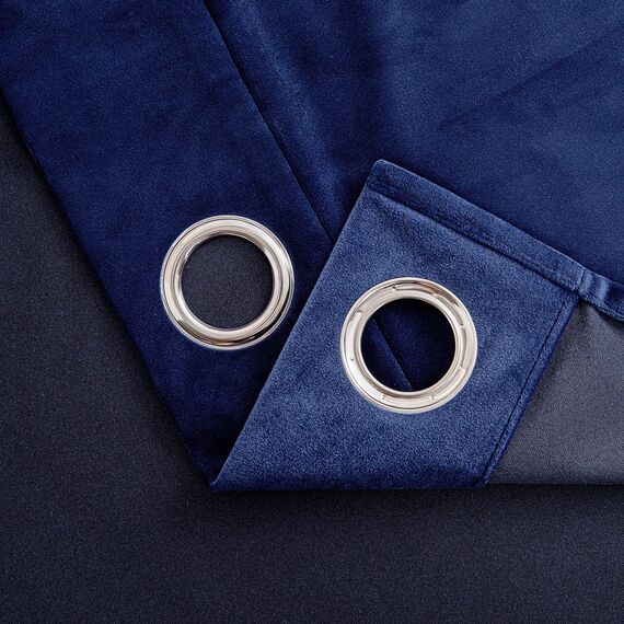 Woaboy Samtvorhänge Verdunkelungsvorhang Gardinen Samt mit Ösen Blickdicht für Wohnzimmer Blackout Curtains Thermovorhang Schalldämmend Schlafzimmer 2er Set 140x280cm (B x H) Dunkelblau