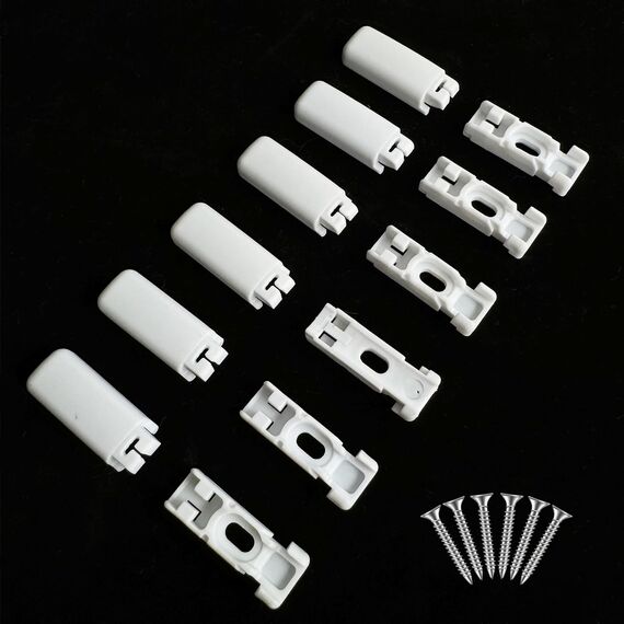6Kit 12 Stück Plissee Ersatzteile klemmträger, Spannschuhe für verspannte Plissees, für Klebeträger und Stick & Fix Front Klebeplatten（weiß）