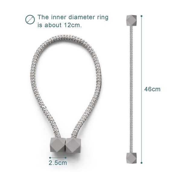 6 Stück Magnetische Vorhang Raffhalter,Vorhanghalter Seil Schnallen Raffhalter für Home Büro Gardinen Deko (Grau)