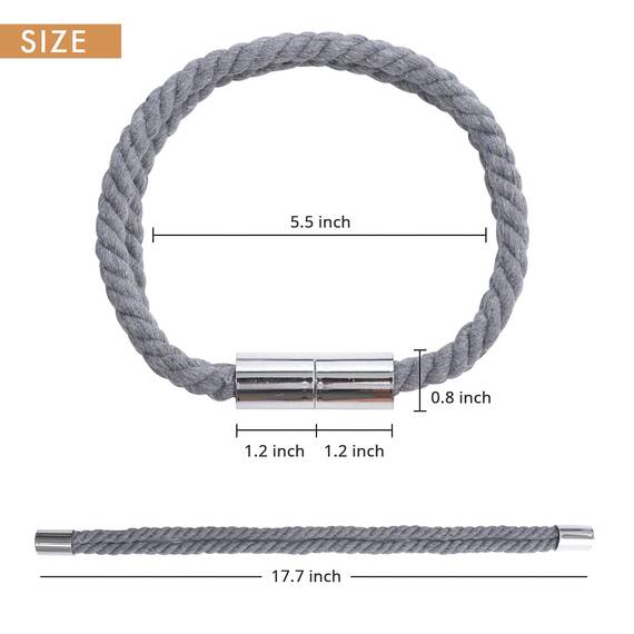 Pretty Jolly 2 Stück starke magnetische Vorhang-Raffhalter moderner einfacher Stil Drapier-Raffhalter Doppel-Hanfseil dekorative Vorhanghalter für dünne oder dicke Fenster zu Hause & Büro (grau)