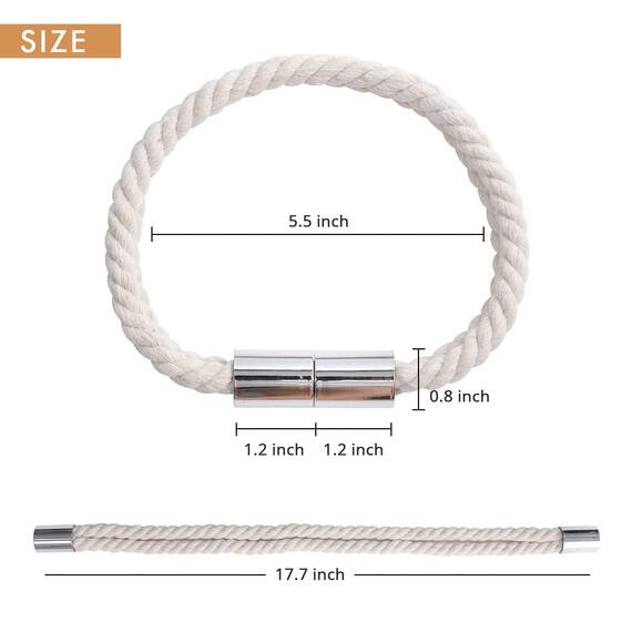Pretty Jolly 2 Stück starke magnetische Vorhang-Raffhalter moderner einfacher Stil Drapier-Raffhalter Doppel-Hanfseil dekorative Vorhanghalter für dünne oder dicke Fenster zu Hause & Büro (beige)