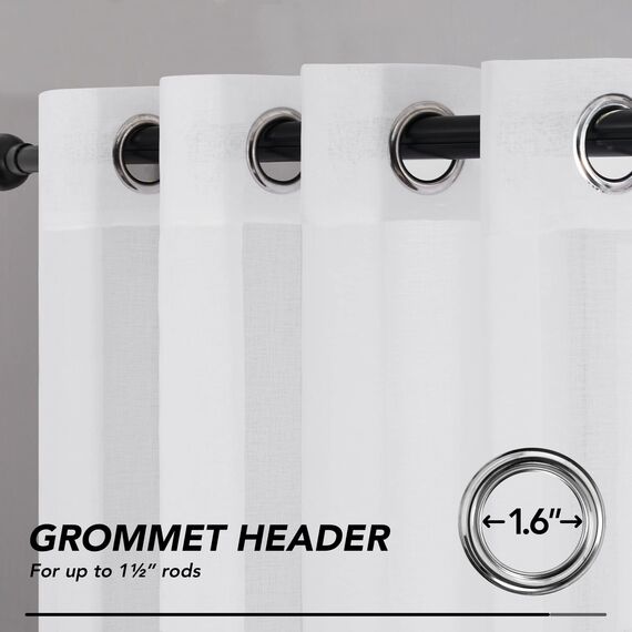 Deconovo Ösenvorhang Transparent Leinenoptik Vorhang Gardine Voile, 260x140 cm(HöhexBreite), Weiß, 2er Set