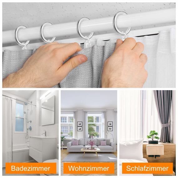 tonyg-p 20 Stücke Metall Vorhangringe Vorhang Hängend Ringe mit Gleiteinlage und Kunststoff Gardinenhaken für Fenster Tür Duschvorhänge, 30 mm Innendurchmesser (Silber)