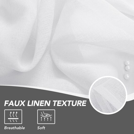 Deconovo Transparent Gardinen Wohnzimmer Voile Vorhang Ösenvorhang, 245x140 cm(HöhexBreite), Weiß, 2er Set