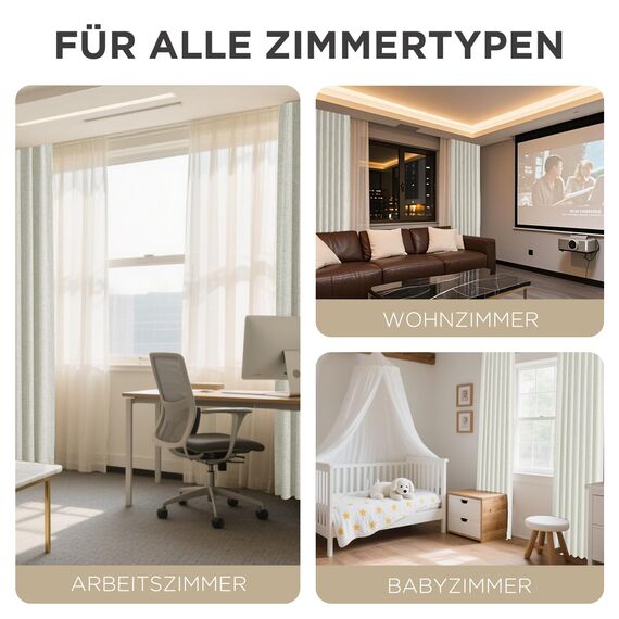 Joydeco 100% Blickdichte Vorhänge mit Schlaufen Verdeckten Leinenoptik, Verdunkelungsvorhang Stangendurchzug Gardinen Thermovorhang Leinen Hitzeschutz für Wohnzimmer