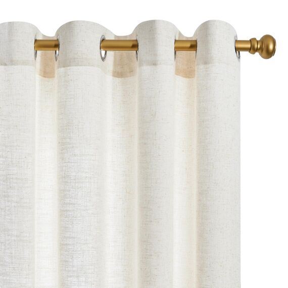 Deconovo Leinenoptik Vorhang Ösen Voile Vorhang Transparente Stores Gardinen Wohnzimmer Dekoschals Durchsichtig Ösenvorhang für Schlafzimmer Balkon, H280 x B140 cm, Creme, 2er Set