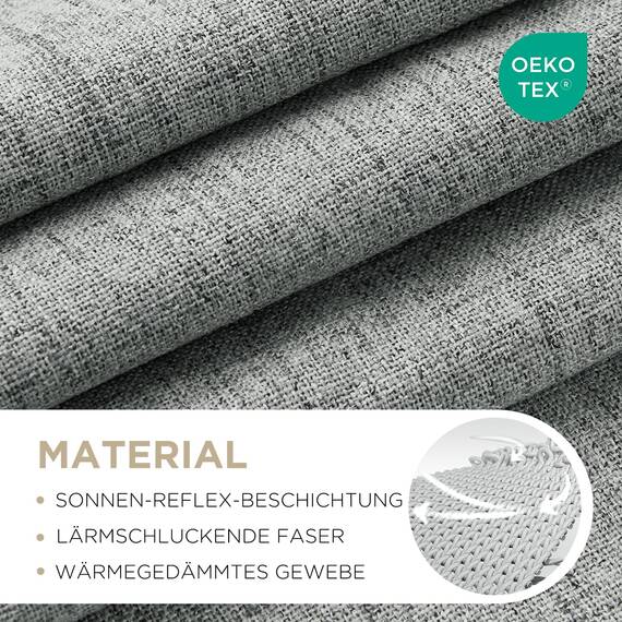 Joydeco 100% Blickdichte Vorhänge mit Schlaufen Verdeckten Leinenoptik, Verdunkelungsvorhang Stangendurchzug Gardinen Thermovorhang Leinen Hitzeschutz für Wohnzimmer