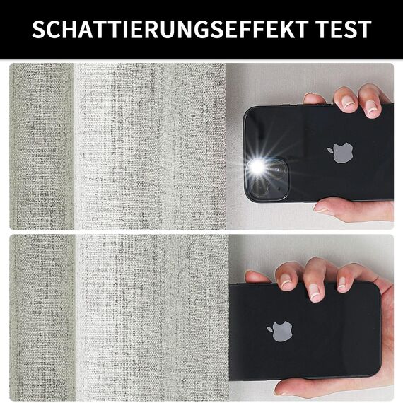 Joydeco 100% Blickdichte Vorhänge mit Schlaufen Verdeckten Leinenoptik, Verdunkelungsvorhang Stangendurchzug Gardinen Thermovorhang Leinen Hitzeschutz für Wohnzimmer 1 Stück