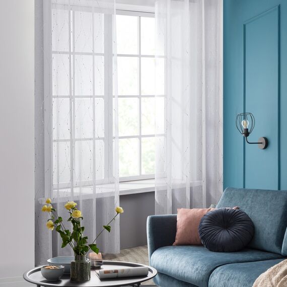 Deconovo Gardinen Weiß Vorhang Transparent Leinenoptik Ösenvorhang Voile Ösenschal Wohnzimmer, 245x140, Welle
