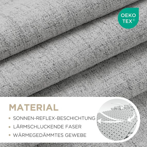 Joydeco 100% Blickdichte Vorhänge mit Schlaufen Verdeckten Leinenoptik, Verdunkelungsvorhang Stangendurchzug Gardinen Thermovorhang Leinen Hitzeschutz für Wohnzimmer