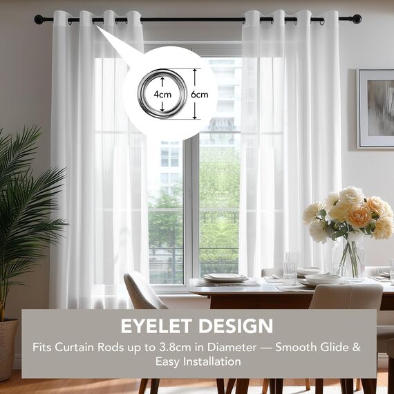 Deconovo Vorhänge mit Ösen Gardinen Transparent Reflektierend Lichtabweisend UV-Schutz Waschbar Vorhang für Wohnzimmer Schlafzimmer Lichtdurchlässig, H260 x B140 cm, Weiß, 2er Set