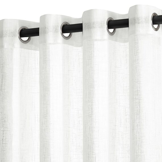 Deconovo Voile Durchsichtig Vorhang mit Ösen Transparent Dekoschal Leinenoptik Luftige Gardinen Kinderzimmer, H175 x B140 cm, für Wohnbereich und Schlafraum, 2er Set,Weiß