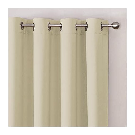 CUCRAF Vorhang Blickdicht Gardinen mit Ösen 2er Set H245 x B140 cm Verdunklungsvorhänge Beige Thermovorhang Kälteschutz, Weich und Langlebig Schallschutz Vorhang für Schlafzimmer Wohnzimmer