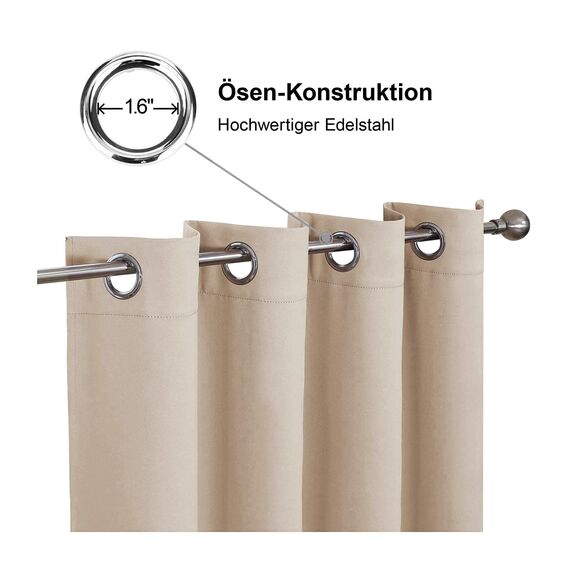 CUCRAF Vorhang Blickdicht Gardinen mit Ösen 2er Set H245 x B140 cm Verdunklungsvorhänge Beige Thermovorhang Kälteschutz, Weich und Langlebig Schallschutz Vorhang für Schlafzimmer Wohnzimmer