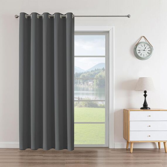 CUCRAF Verdunklungsvorhänge Thermovorhang Kälteschutz 1er Set H175 x B140cm Vorhänge mit Ösen Dunkelgrau Vorhang Blickdicht Weich und Langlebig Schallschutz Vorhang für Schlafzimmer Wohnzimmer
