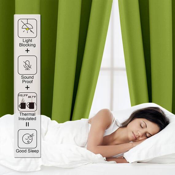 CUCRAF Verdunklungsvorhänge Thermovorhang Kälteschutz 2er Set H137 x B117cm Vorhänge mit Ösen Grasgrün Vorhang Blickdicht Weich und Langlebig Schallschutz Vorhang für Schlafzimmer Wohnzimmer