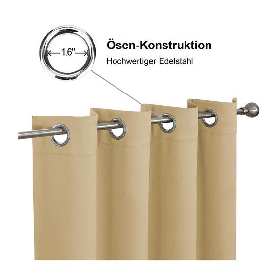 CUCRAF Verdunklungsvorhänge Thermovorhang Kälteschutz 2er Set H213 x B132cm Vorhänge mit Ösen Beige Vorhang Blickdicht Weich und Langlebig Schallschutz Vorhang für Schlafzimmer Wohnzimmer