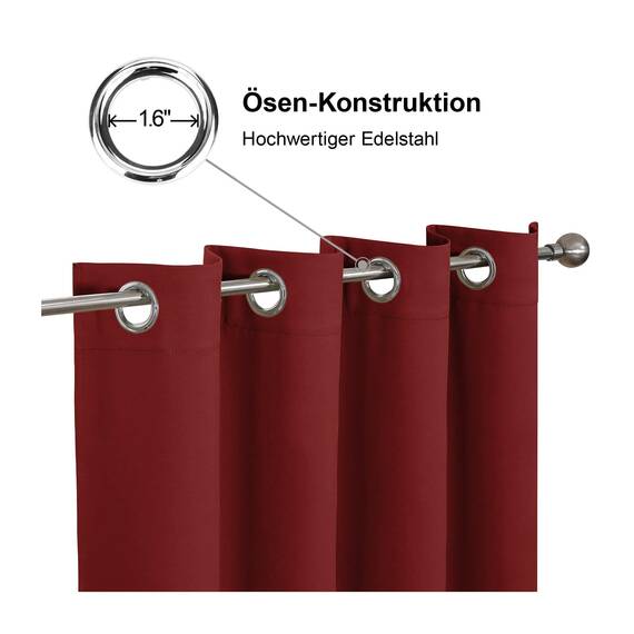 CUCRAF Verdunklungsvorhänge Thermovorhang Kälteschutz 2er Set H229 x B229cm Vorhänge mit Ösen Dunkelrot Vorhang Blickdicht Weich und Langlebig Schallschutz Vorhang für Schlafzimmer Wohnzimmer