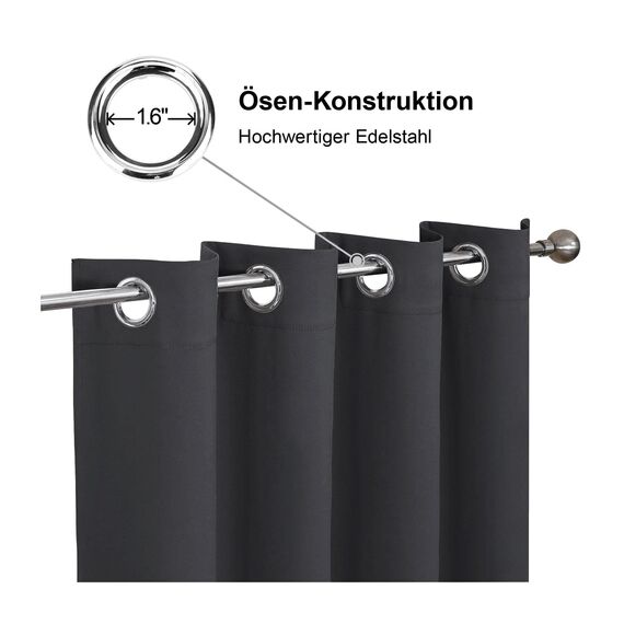 CUCRAF Verdunklungsvorhänge Thermovorhang Kälteschutz 2er Set H137 x B117 cm Gardinen mit Ösen Grau Vorhang Blickdicht, Weich und Langlebig Schallschutz Vorhang für Schlafzimmer Wohnzimmer