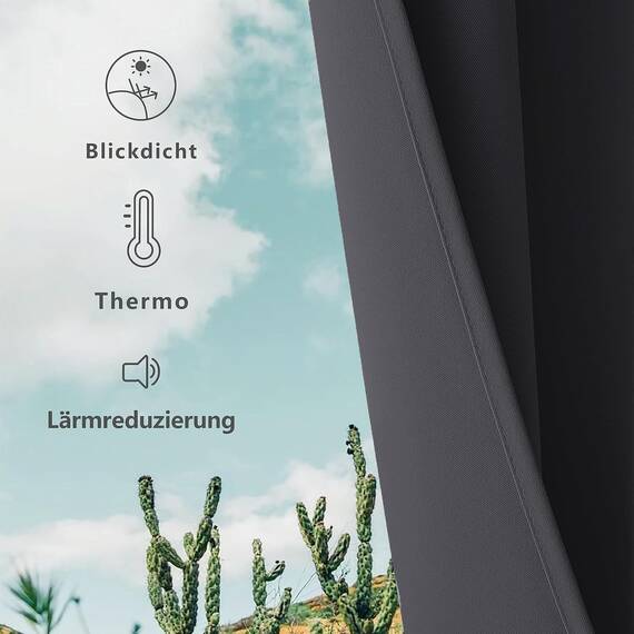 CUCRAF Verdunklungsvorhänge Thermovorhang Kälteschutz 2er Set H183 x B117cm Vorhänge mit Ösen Grau Vorhang Blickdicht Weich und Langlebig Schallschutz Vorhang für Schlafzimmer Wohnzimmer