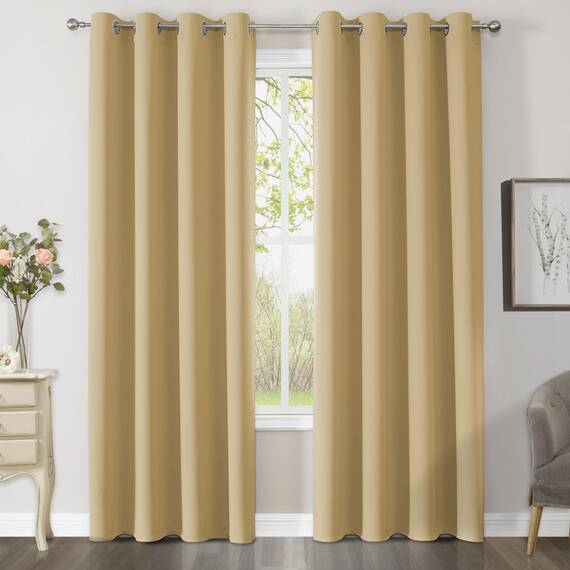 CUCRAF Verdunklungsvorhänge Thermovorhang Kälteschutz 2er Set H213 x B132cm Vorhänge mit Ösen Beige Vorhang Blickdicht Weich und Langlebig Schallschutz Vorhang für Schlafzimmer Wohnzimmer