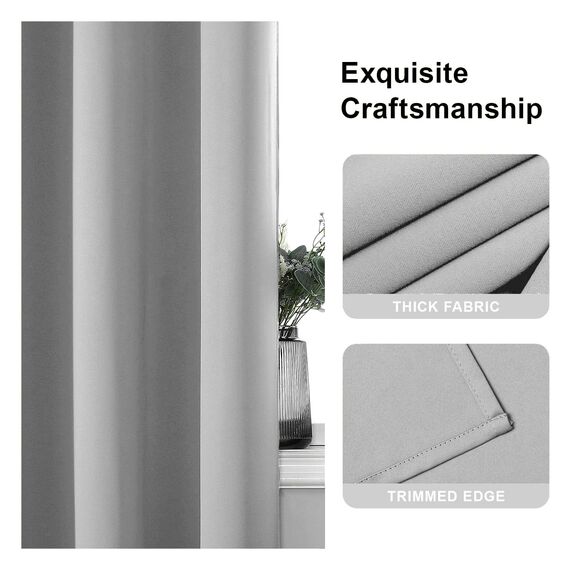 CUCRAF Verdunklungsvorhänge Thermovorhang Kälteschutz 2er Set H137 x B117cm Vorhänge mit Ösen Grauweiß Vorhang Blickdicht Weich und Langlebig Schallschutz Vorhang für Schlafzimmer Wohnzimmer